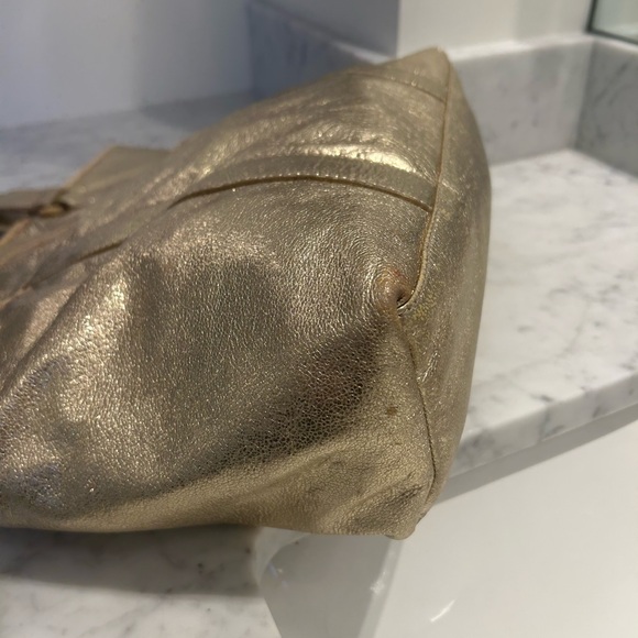 Tory Burch Gold Metallic Leather Tote Bag - Picture 14 of 14